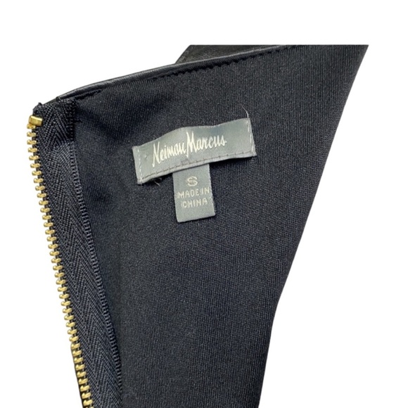 Neiman Marcus Laser Cut Man Made Leather Black Dress - Picture 5 of 6